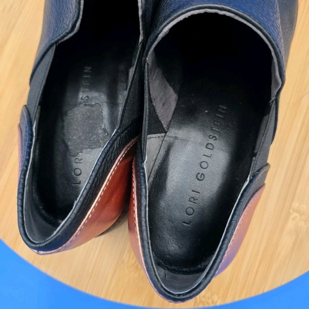 LOGO by Lori Goldstein Castiel Oxford Black Leather Slip On‎ Loafers EUC